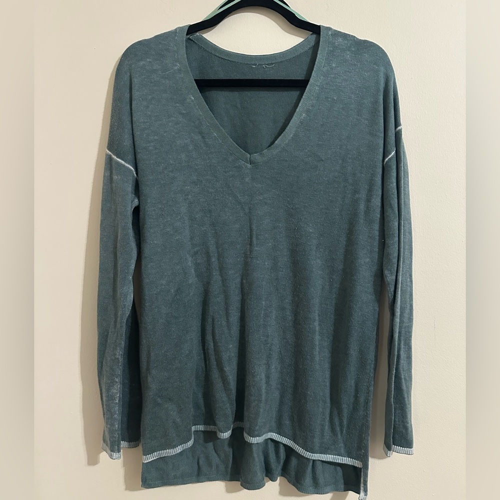 Lululemon Cashlu V Neck Sweater Arctic Green Cashmere Blend